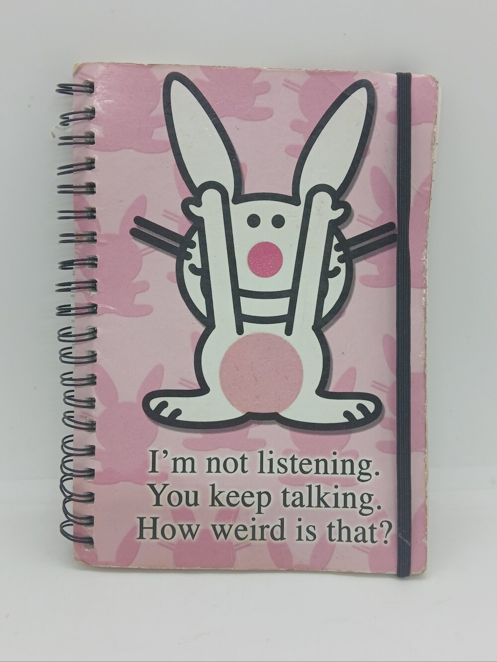 Y2K Vintage 2000s Its Happy Bunny Spiral Notebook Jim Benton Pink Sarcastic